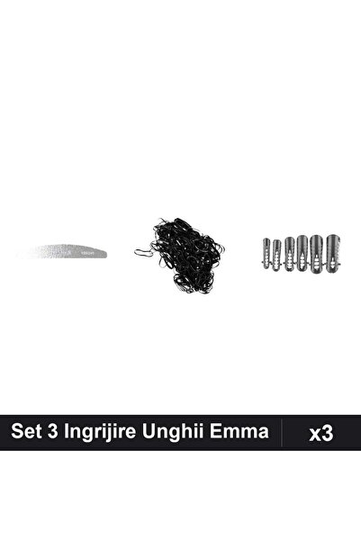 Makeup Set 3 Ingrijire Unghii Emma - Pila 150/240, Elastice Negre, Tipsuri 12...