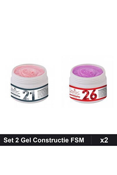 Makeup Set 2 Gel Constructie UV LED FSM 15g, Nuante 21 26, Builder Gel Unghii
