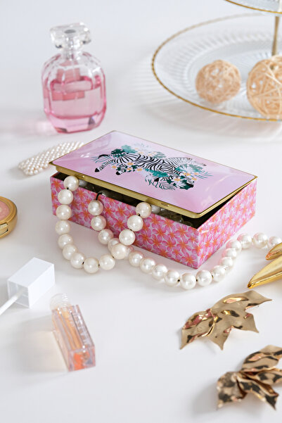 Daks Premium Zebra Patterned Pink Decorative Organizer Box – Jewelry, Makeup,...