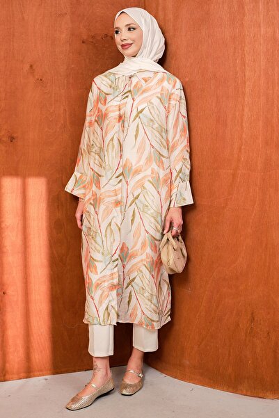 İmajButik Stone Buttoned Long Tunic with Back Slit