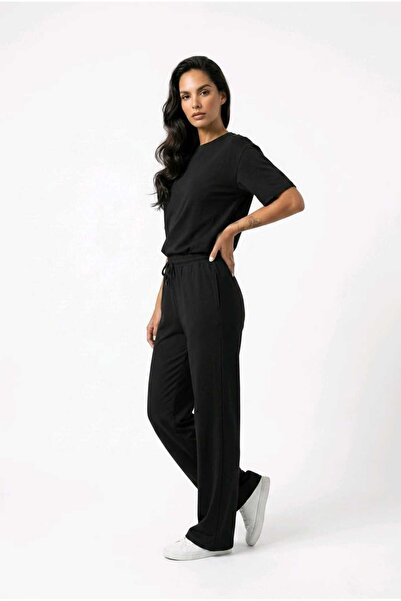 hies 2-Piece Wide Leg Top and Bottom Set - New Season Modal Tracksuit Set - B...