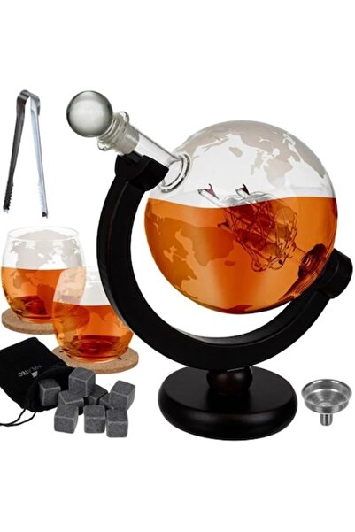 Malatec Set decantor whisky glob, 850 ml, 2 pahare, cuburi de răcire din piat...