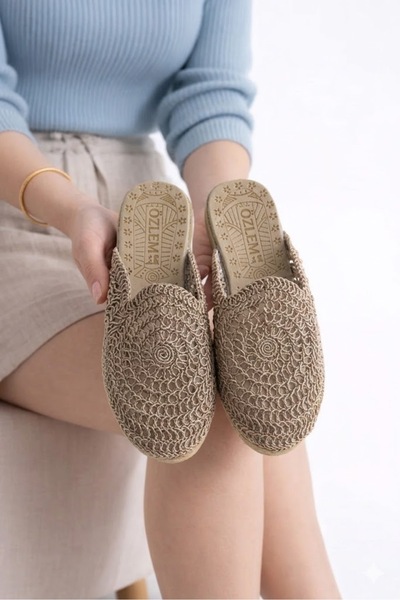 Behtah Kundura Women's Thick Soled Round Toe Knitted Closed Women's Slippers ...