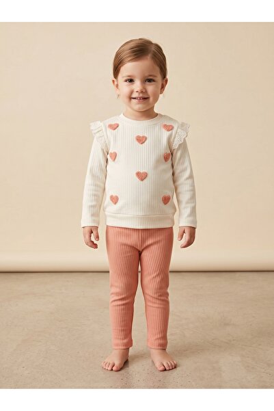 DaphKids Kız Bebek Kalp Nakışlı 2’li Takım 3–12 Ay - Sarı