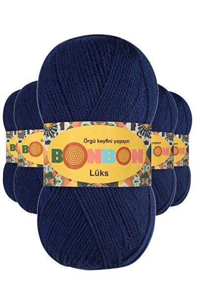 atastore2017 5 Pieces Luxury Booties Yarn Wool Navy Blue 98244