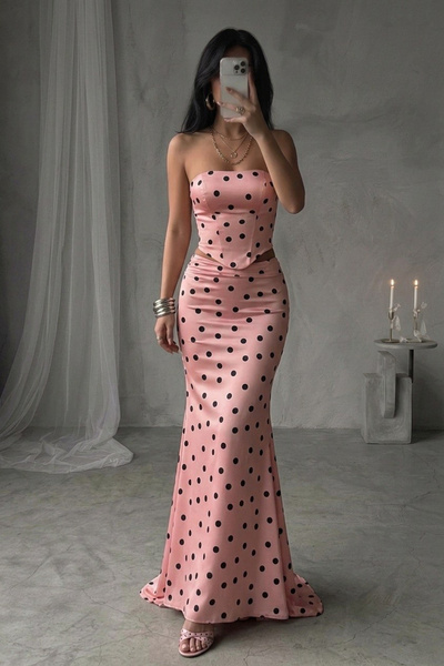 Vavelsa Σετ φούστας ZR Model Strapless με κορδόνι στην πλάτη, μπαντάνα, πουά,...