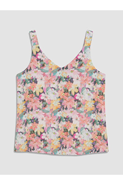 LC Waikiki Pink V-Neck Floral Blouse