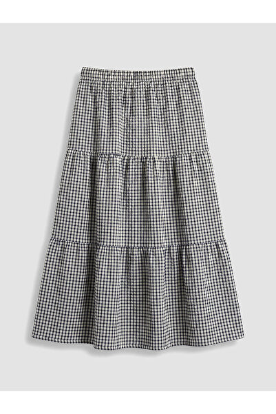 LC Waikiki Nevavm Plaid Layered Skirt with Elastic Waist