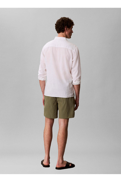 Calvin Klein Khaki Men's Shorts Lv04Lf610Gldi_Straight Seersucker E
