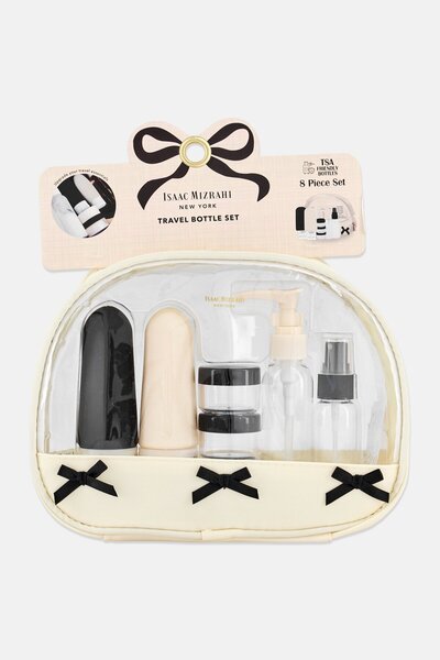 ISAAC MIZRAHI 8 Pieces Travel Organizer Bottle Set, Multicolor