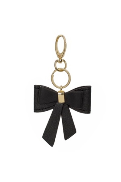 OEM Breloc negru din PU cu fundă 12,5 cm