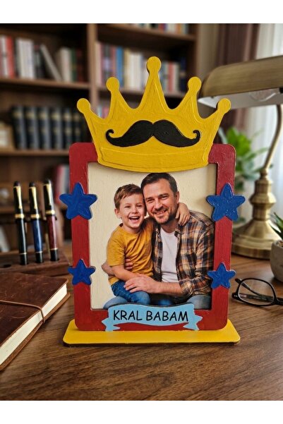 orkosanat 10 Adet Babalar Günü Boyanabilir Ahşap Çerçeve Kral Babam