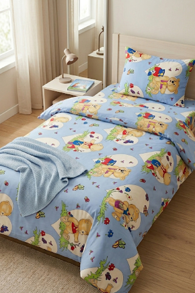 LaLiva Children's Duvet Cover Set with Single Elastic Sheet, Natural Healthy ...