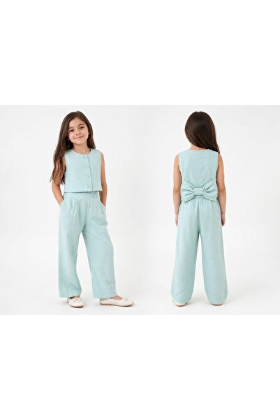 Kidscocuk Girl's Muslin Vest and Pants Set Stylish Summer Combination (4-14 Y...