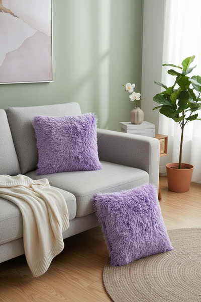 Pimula home Puffy Pamuklu Kırlent Kılıfı 2'li Set 43x43 cm Fermuarlı Dekorati...