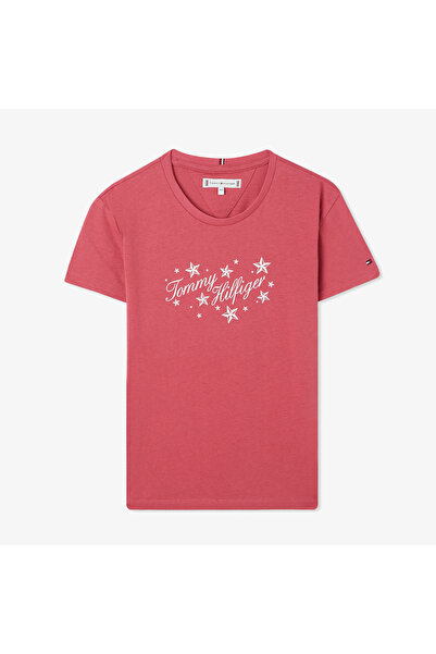 Tommy Hilfiger Tommy Script Glitter Çocuk Pembe T-Shirt
