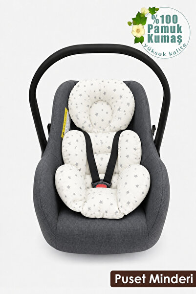 mordesign Bel Destekli Ortopedik Bebek Puset Minderi, Stars Seri, Gri