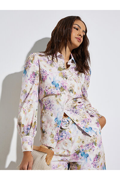 Styli Off White Floral Print Long Sleeve Shirt