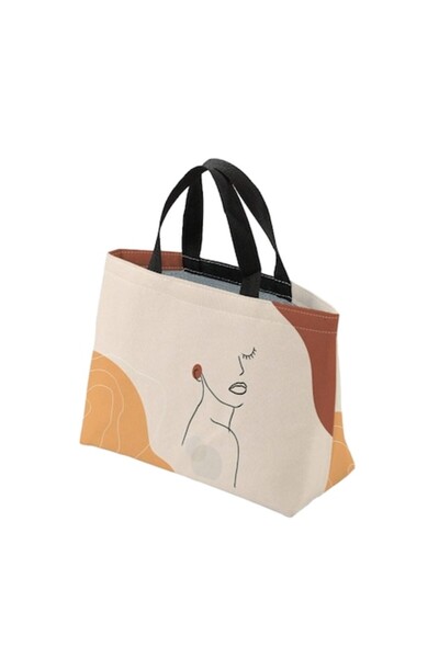 The Casius. Lunch bag, lined inside with waterproof material, graphic figures...