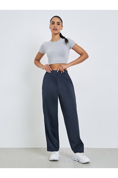 Styli Navy Blue Scuba Wide Leg Joggers