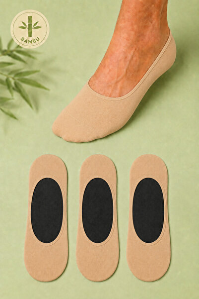 tibo 3 Pairs of Premium Men's Bamboo Ballerina Socks with Seamless Silicone Toe
