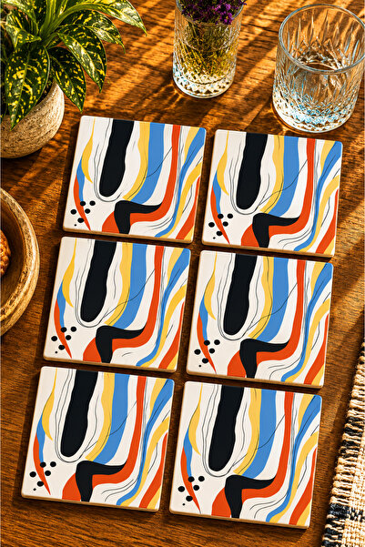 JHAAR Abstract - Modern Design Set of 6 Coasters - Uv Printing Mdf - 10X10 cm