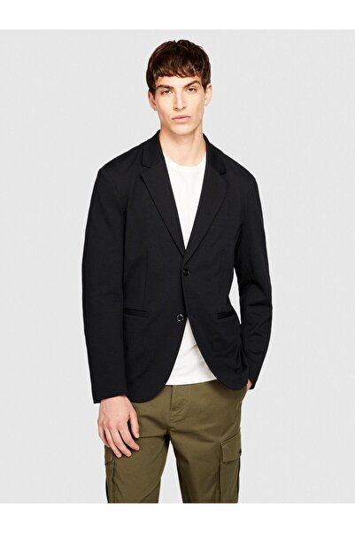 Sisley Rahat Kalıp Astarsız Ceket Erkek Siyah Mont - 323A285SSW015