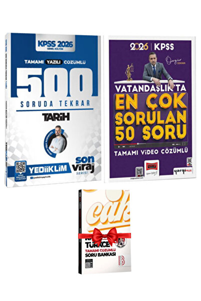 Yediiklim Yayınları 2026 KPSS Tarih 500 Soruda Tekrar Kampı+Vatandaşlıkta En ...