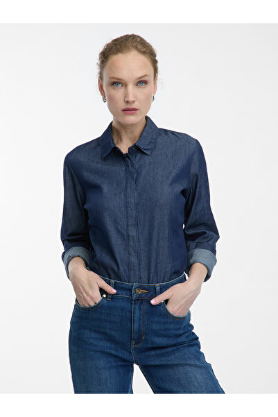 ORSAY Dark blue women's denim shirt