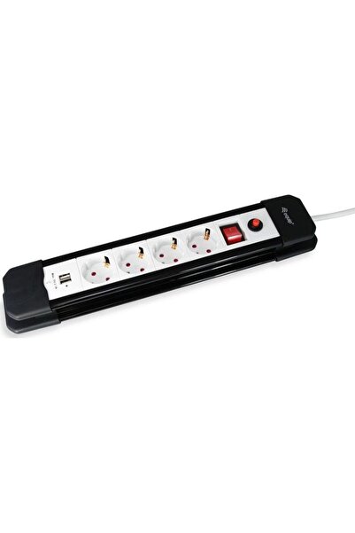 EQUIP 245553 4-Outlet Power Strip with 2x USB, 4x AC outlet(s) Indoor, Type F...