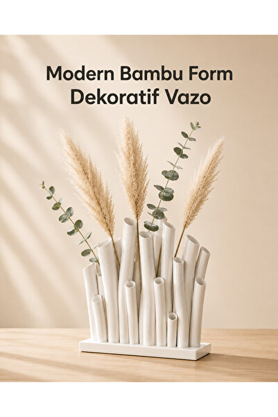 Sellor Modern Bambu Form Dekoratif Vazo ,Minimal Çiçeklik & Masaüstü Dekoru