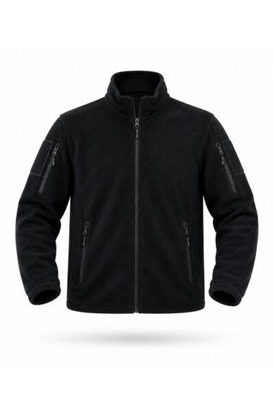 SINGLE SWORD Unisex Zip-Up Tactical Fleece Coat & Cardigan - Black, Size L