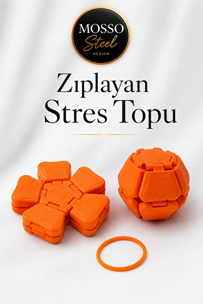 Mosso Steel Zıplayan Stres Topu Clicker Stres Topu – Lastik Mekanizmalı 3D Ba...