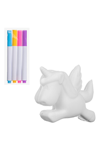 Zumzeria Set creativ 'Colorează figurina unicorn moale' și 4 markere 11x2.5x10cm