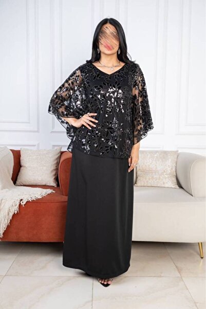 SELSAL Black embroidered crepe dress - black - l-3