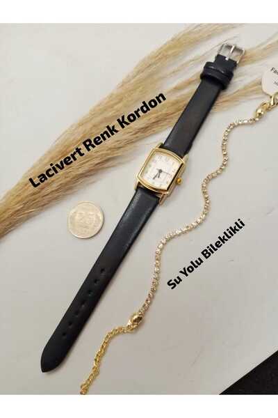 Brality New Season Vintage Design - Dark Blue Color Strap - White Dial, Women...