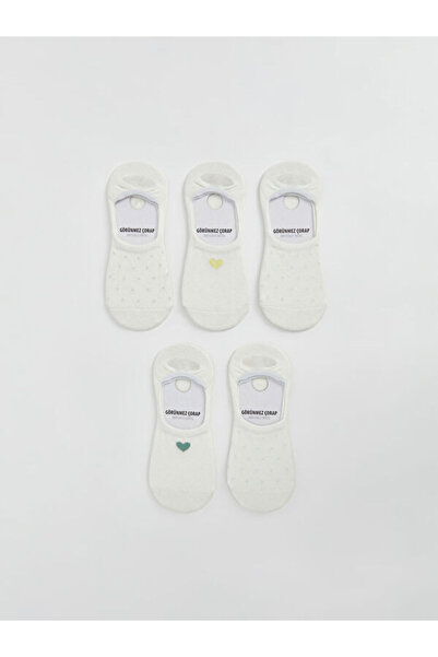 LC Waikiki Rmz Gi̇yi̇m Farkiyla Embroidered Women's Ballerina Socks 5-Pack
