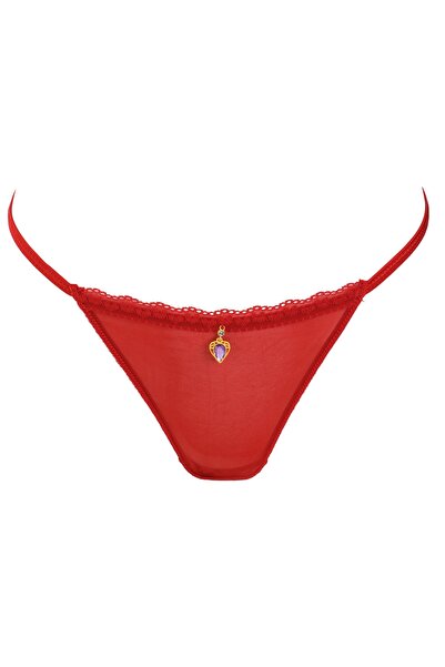 Zumzeria Red String Panties with Crystals