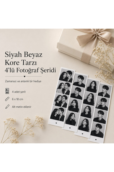 Siyah Beyaz Kore Tarzı 4’lü Fotoğraf Şeridi