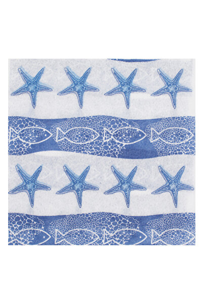 Zumzeria Șervețele albe, simple, cu design pește și stea de mare, 33x33cm - 4...