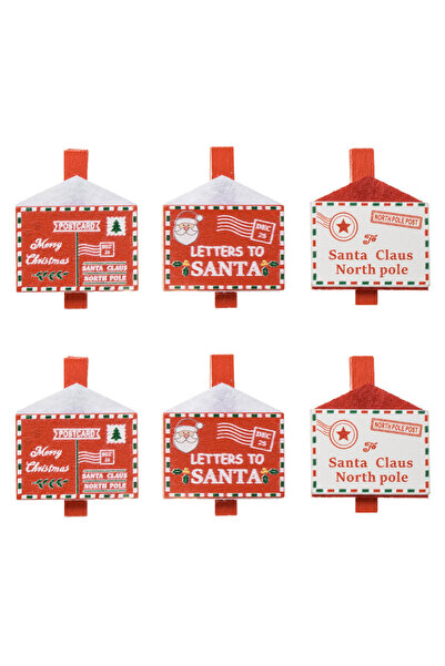 Zumzeria Wooden Decorative Christmas Clips with Santa Claus Letter Pattern 3 ...