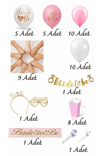EvremStore 52 Parça Bekarlığa Veda Seti Bride To Be | Balon, Taç, Gözlük, Kuş...
