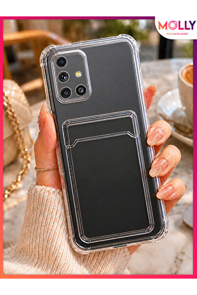 Molly SAMSUNG GALAXY M31S İçin Şeffaf Kart Cepli Köşeleri Takviyeli Silikon K...