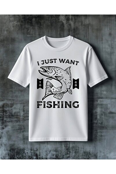COMVİCHO Just Want Fishing Balik Printed Oversize T-Shirt