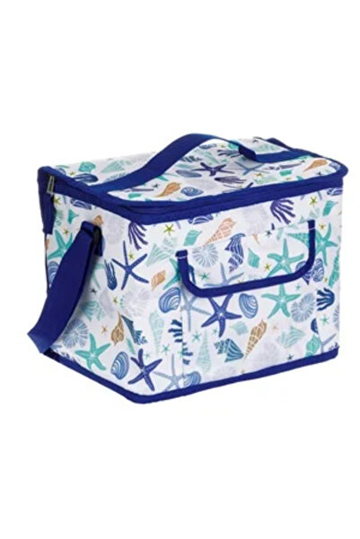 Zumzeria White Insulated Bag with Blue Shells 32x20x24cm - 14L