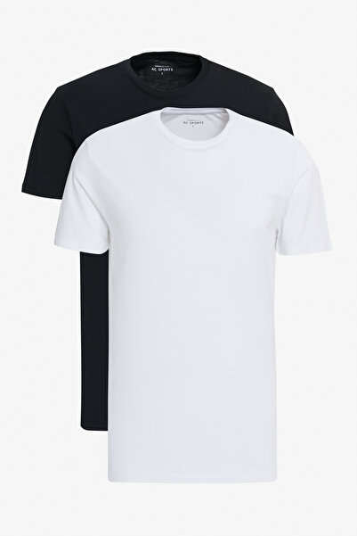 ALTINYILDIZ CLASSICS Tricou pentru bărbați, alb-negru-gri, 2 piese, slim fit,...