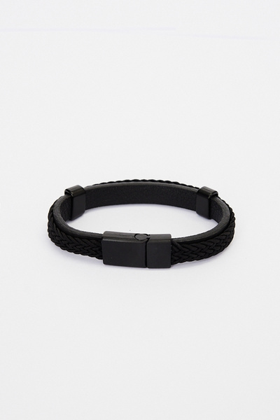 ALTINYILDIZ CLASSICS Men's Black Leather Bracelet