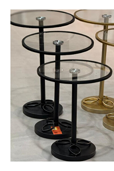 Generic These Side Service Tables Feature a Transparent Glass Top, Metal Fram...
