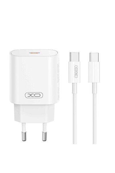 Xo Încărcător de rețea CE25 PD 25W 1x USB-C alb + cablu USB-C la USB-C