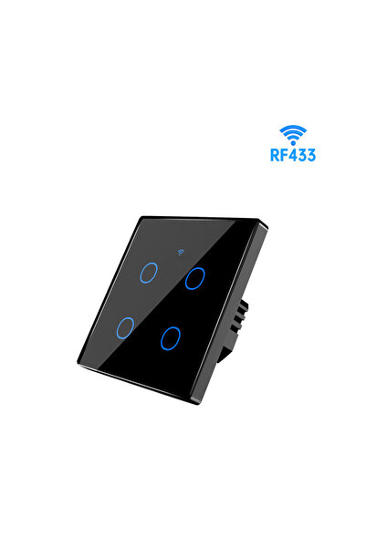 Choice6 مفتاح حائط يعمل باللمس بتقنية واي فاي RF433 من TUYA، أسود، 4 أزرار - ...